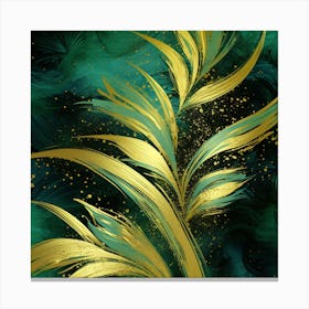 Gold And Green Leaves Canvas Print