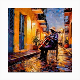 Cellist On The Street Canvas Print