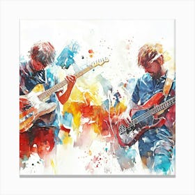 Two Musicians Playing Guitars 1 Canvas Print