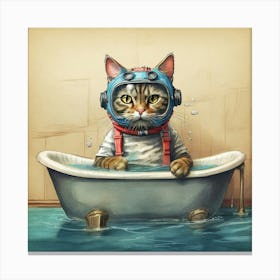 Astronaut Cat 4 Canvas Print