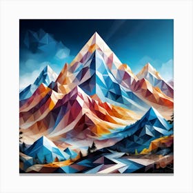 Abstract Colourful Geometric Mountains Polygonal Mountains Canvas Print