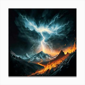 Impressive Lightning Strikes In A Strong Storm 2 Canvas Print