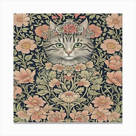 Williams Norris cat with floral crown Canvas Print