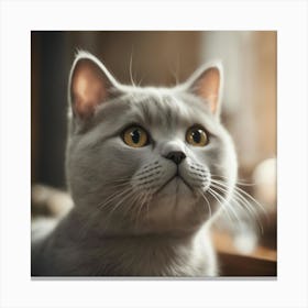 A Cute British Shorthair Kitty, Pixar Style, Watercolor Illustration Style 8k, Png Canvas Print