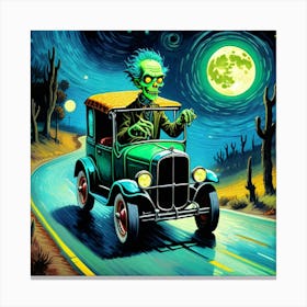 Zombie In A Car Canvas Print