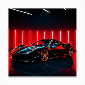 Ferrari in Neon Light Canvas Print