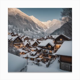 Village In The Snow 1 Canvas Print