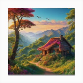Cottage In The Mountains Canvas Print