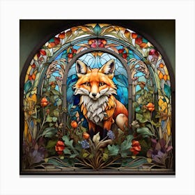 Fox Stained Glass Canvas Print