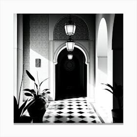 Black And White Hallway Canvas Print