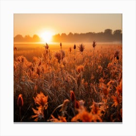 Sunrise Over A Field Canvas Print
