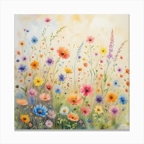 Vibrant Multicolored Wildflowers Varying I 02 Canvas Print