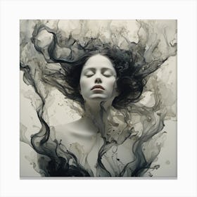 Woman With Smoke In Her Hair Canvas Print