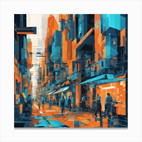 Cyberpunk Street Cubism Style Canvas Print