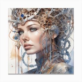Woman With A Machine Head Canvas Print