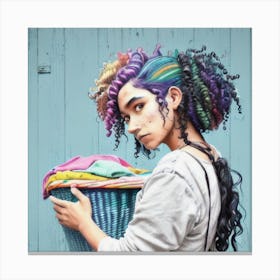 Rainbow Hair Laundry day Canvas Print