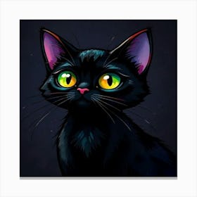 Black Cat With Green Eyes 5 Leinwandbild