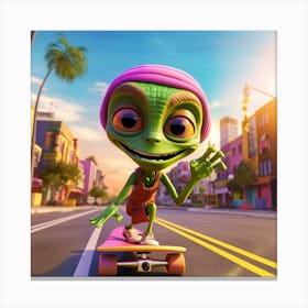 Alien Skate 4 Canvas Print