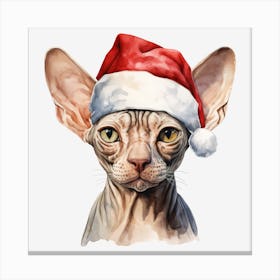 Sphynx Cat In Santa Hat 5 Canvas Print