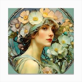 Lady With Flowers Canvas Print