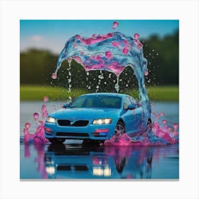 Car Splashing Water Canvas Print
