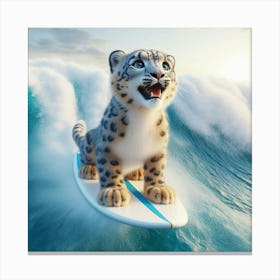 Snow Leopard Surfing 2 Canvas Print