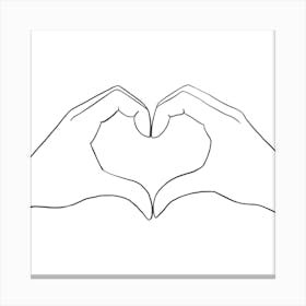 Line Drawing Love Heart Canvas Print