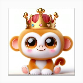 Cute Monkey With A Crown 3 Canvas Print