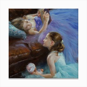 Two Girls Reading Canvas Print