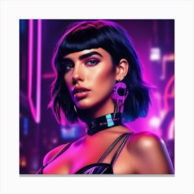 Neon punk dua lipa l art print portrait Canvas Print