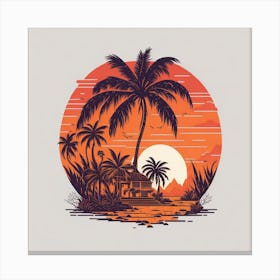 Sunset Palm Tree Canvas Print