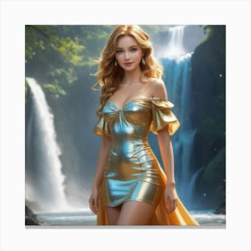 Girl In A Gold Dress Canvas Print