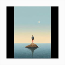 Man On A Rock Canvas Print