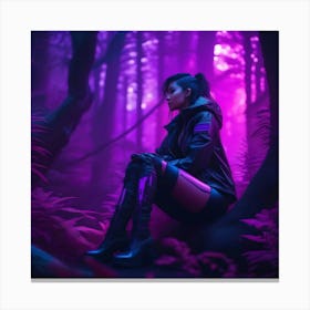 Neon Dark Forest Canvas Print