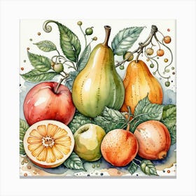 Watercolor Fruit Painting Canvas Print