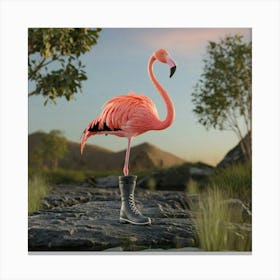 A 3d Render Of A Flamingo Wearing A Boot Elq02cmdt32cdliwoia5rq Bloc7pzpr7uh0cm Ckzeja Canvas Print