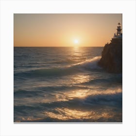 Sunset At The Lighthouse Canvas Print