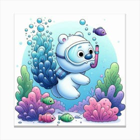 Polar Bear Underwater Canvas Print