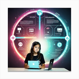 Girl Using A Laptop 1 Canvas Print