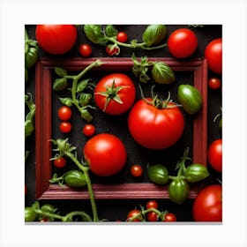 Red Tomatoes In A Frame 1 Canvas Print