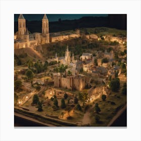 Miniature Village At Night Canvas Print