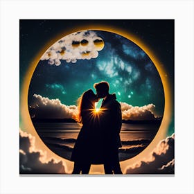 Couple Kissing In The Moonlight 1 Canvas Print