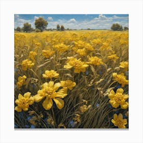Field Of Yellow Flowers 48 Canvas Print