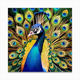 Vibrant Peacock Painting Canvas Print
