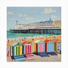 Brighton Beach Series in Style of David Hockney 1 Canvas Print