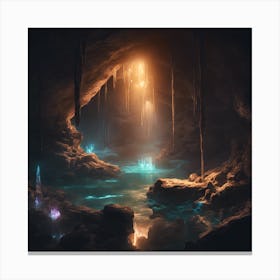 Caves And Waterfalls Canvas Print