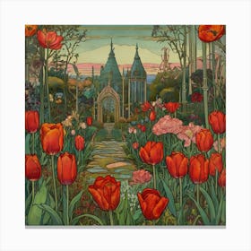 Tulips In The Garden 17 Canvas Print