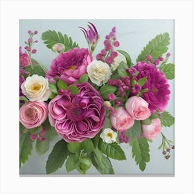 Arrangement Of Pink And White Flowers Canvas Print