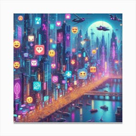 Emoji City Canvas Print