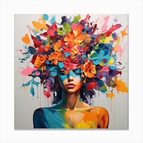 Colorful floral Woman Canvas Print
